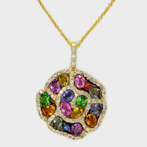 Effy 14K Yellow Gold Diamond,Natural Ceylon Sapphire,Green Sapphire,Orange Sapphire,Pink Sapphire,Purple Sapphire,Tsavorite,Yellow Sapphire Pendant