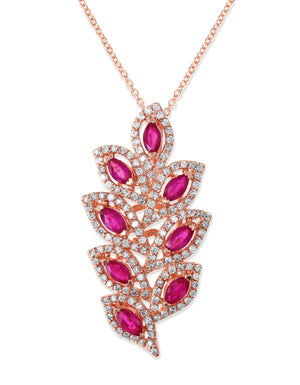 Effy 14K Rose Gold Diamond,Natural Ruby Pendant