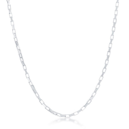 Sterling Silver 2.2mm Square Long Box Chain - Rhodium Plated