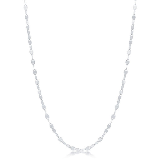 Sterling Silver Flat Mirror Oval Chain - Rhodium Plated
