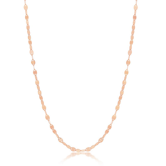 Sterling Silver Flat Mirror Oval Chain - Rose Gold Plated