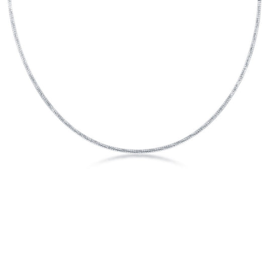 Sterling Silver 1.85MM Designed Round Omega - Rhodium Plated
