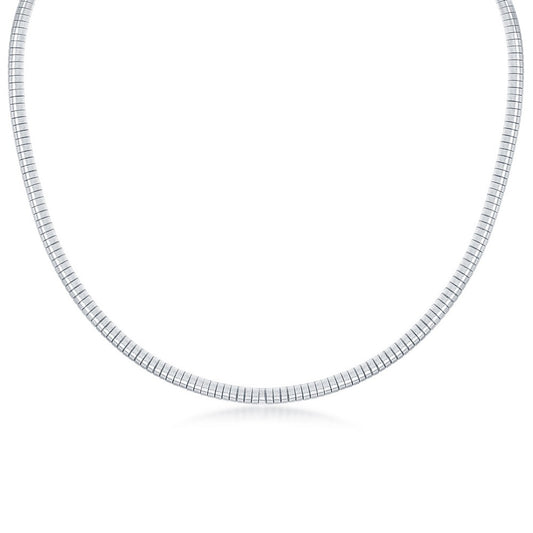 Sterling Silver 4mm Half-Round Omega - Rhodium Plated