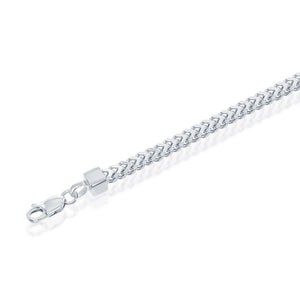 Sterling Silver 3mm Franco Chain (100 Gauge) - Rhodium Plated