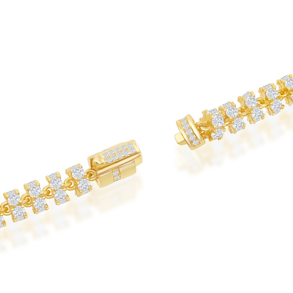 Sterling Silver 6mm Barrel CZ Chain - Gold Plated