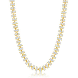 Sterling Silver 6mm Barrel CZ Chain - Gold Plated
