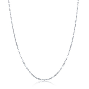Sterling Silver 1.9mm Diamond-Cut Cable Chain - Rhodium Plated