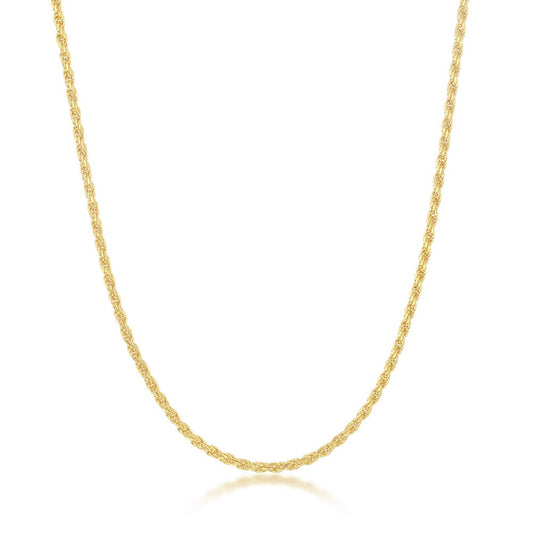 Sterling Silver 2.3mm Rope Chain - Gold Plated
