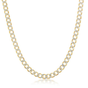 Sterling Silver 4.2mm Pave Cuban Chain - Gold Plated