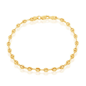 Sterling Silver 4mm Puffed Marina Anklet - Gold Plated