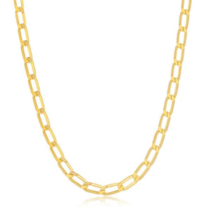 Sterling Silver 4.3MM Flat Paperclip Chain - Gold Plated