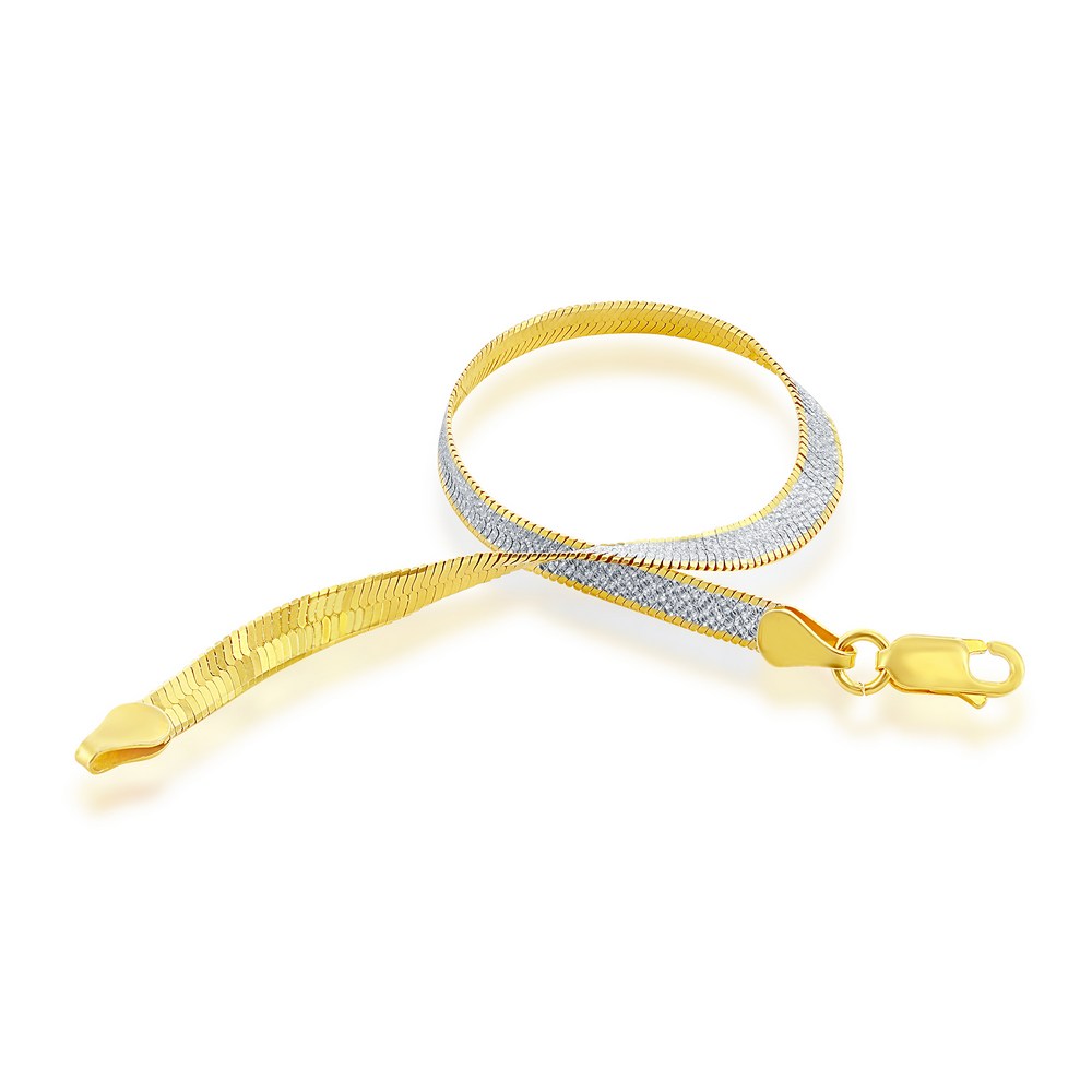 Sterling Silver 4mm Reversible Herringbone Chain - Two-Tone