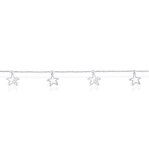 Sterling Silver Dangling Starfish Cut-Out Anklet