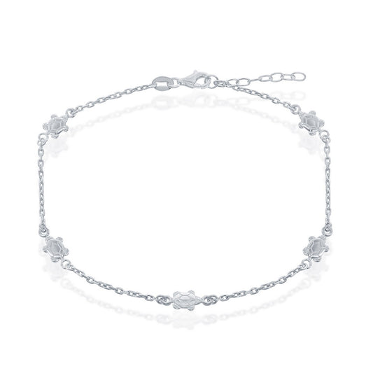 Sterling Silver Turtles Anklet