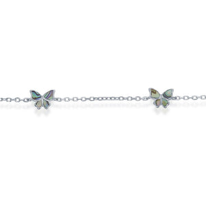 Sterling Silver Butterfly Anklet - Abalone