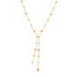14K Tri-color Gold Diamond Cut Lariat Bead Necklace