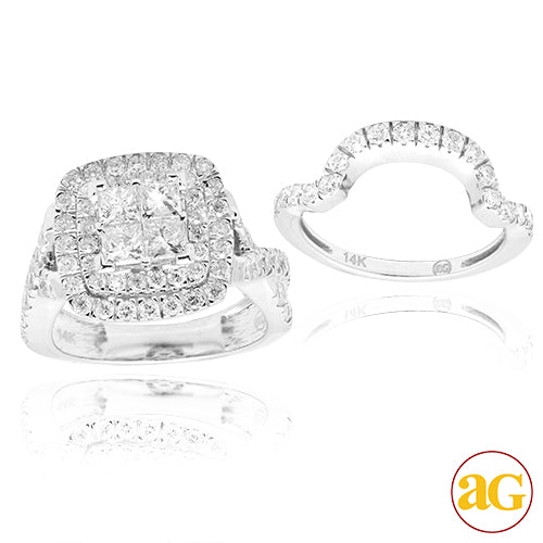 14KW 3.00CTW DIAMOND QUAD HEAD BRIDAL SET