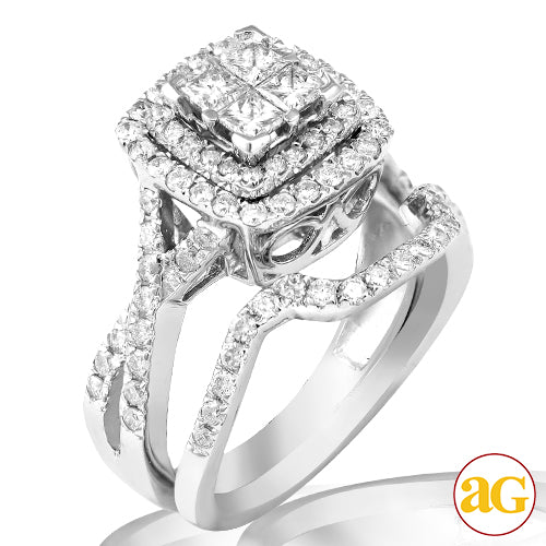 14KW 1.50CTW DIAMOND QUAD HEAD BRIDAL SET