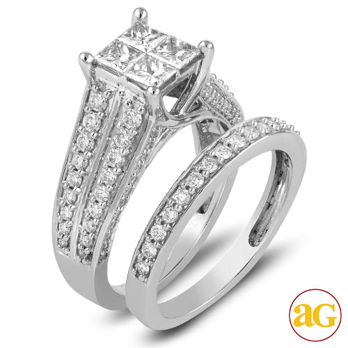 14KW 1.85CTW DIAMOND QUAD HEAR BRIDAL SET