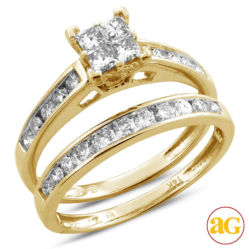 14KY 1.05CTW PC DIAMOND QUAD HEAD BRIDAL SET