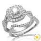 14KW 1.50CTW DIAMOND BRIDAL SET WITH DOUBLE SQUARE