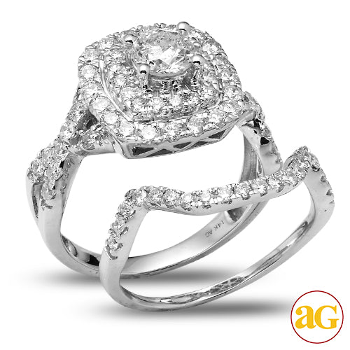 14KW 2.00CTW DIAMOND BRIDAL SET WITH DOUBLE SQUARE