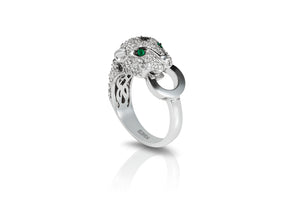 Effy 14K White Gold Diamond,Black Diamond,Natural Emerald Ring