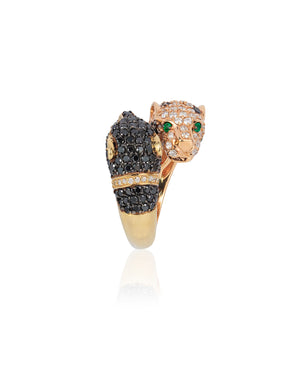 Effy 14K-Yel/Pnk Diamond,Black Diamond,Natural Emerald Ring