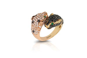 Effy 14K-Yel/Pnk Diamond,Black Diamond,Natural Emerald Ring