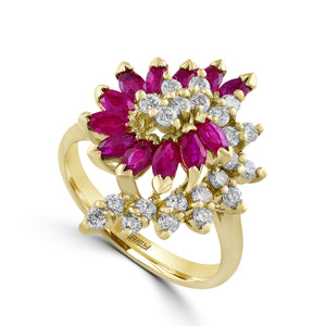 Effy 14K Yellow Gold Diamond,Natural Ruby Ring