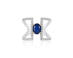 Effy 14K White Gold Diamond,Natural Sapphire Ring