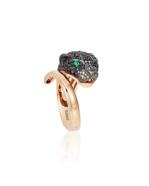 Effy 14K Rose Gold Diamond,Black Diamond,Natural Emerald Ring