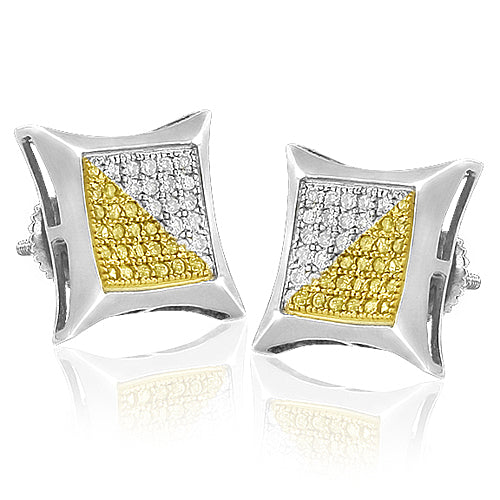 SS 0.10CTW 1/2YELLOW DIA KITE SHAPE ER