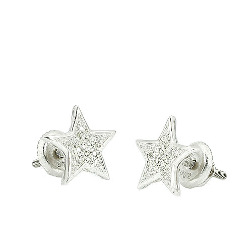 SS 0.10CTW DIAMOND STAR EARRINGS