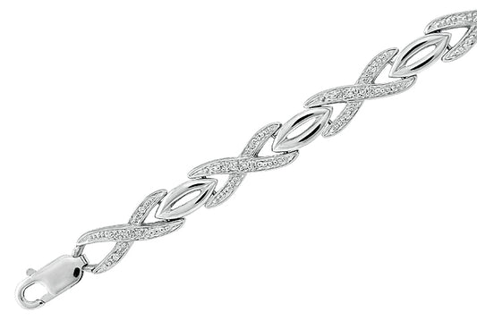 SS 0.20CTW DIAMOND FANCY X-BRACELET