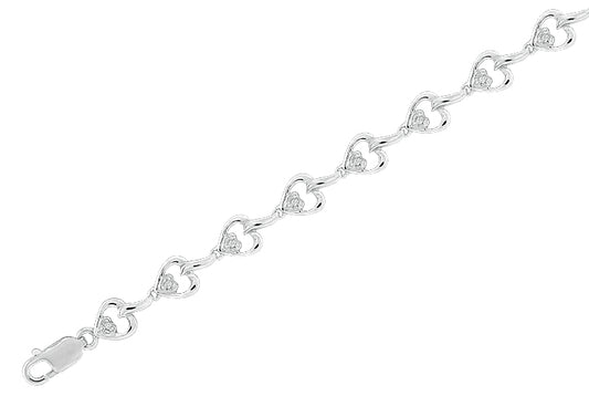 SS 0.10CTW DIAMOND FANCY HEART BRACELET
