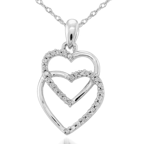 SS 0.15CTW DIAMOND HEART PENDANT