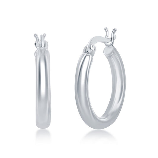 Sterling Silver 3x20mm High-Polished Hoop Earrings