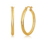 Sterling Silver 3x30mm High-Polished Hoop Earrings - Gold Plated