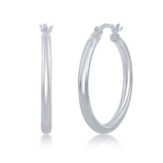 Sterling Silver 3x30mm High-Polished Hoop Earrings