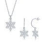 Sterling Silver CZ Snowflake Necklace and Earrings Set