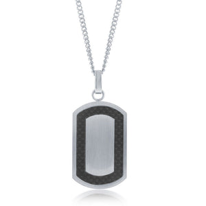 Stainless Steel Matte Carbon Fiber Border Dog Tag With Chain