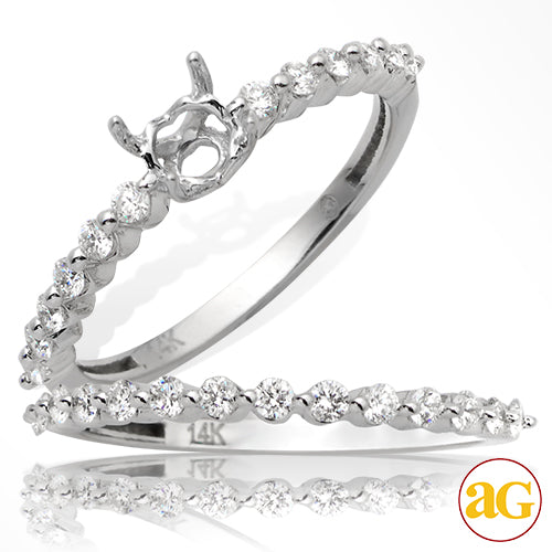 14KW 0.50CTW DIAMOND 2-PRONG SEMI MOUNT BRIDAL SET