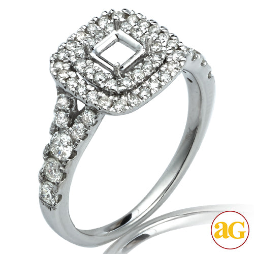 14KW 1.00CTW DIAMOND SQUARE HEAD SEMI MOUNT BRIDAL