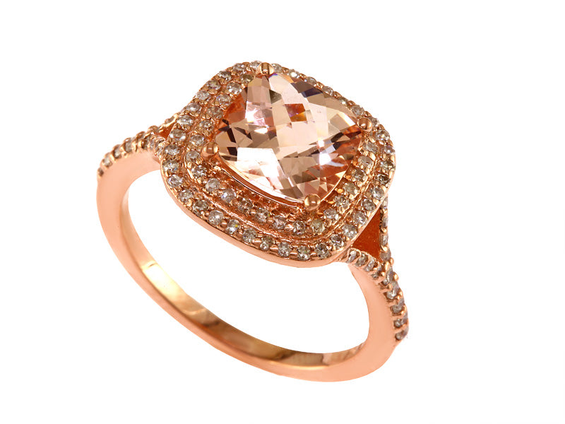 EFFY 14K ROSE GOLD DIAMOND,MORGANITE RING