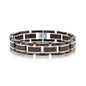 Stainless Steel Black and Red Textured Link Bracelet