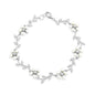 Sterling Silver Alternating White FWP Flowers & Clear CZ Leaves On Branch Bracelet