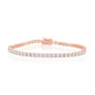 Sterling Silver 3mm Prong-Set Round CZ Tennis Bracelet - Rose Gold Plated