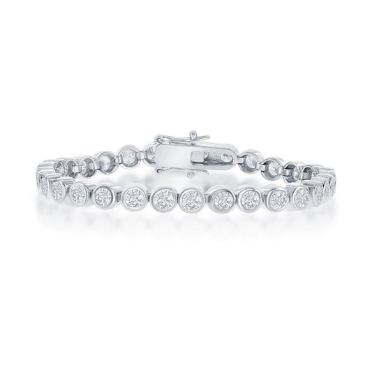 Sterling Silver 3mm Bezel-Set Round CZ Tennis Bracelet