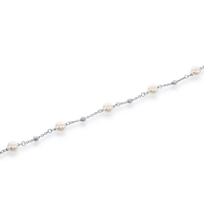 Sterling Silver 6mm Pearls with Moon Beads Bracelet